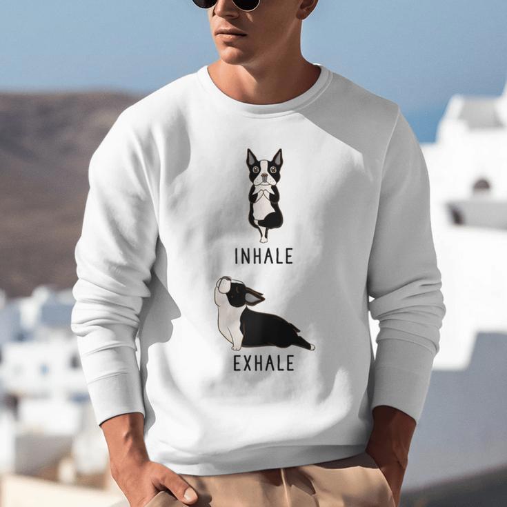 Inhale Exhale Yoga Boston Terrier Tshirt Unisex Sweatshirt, funny gift