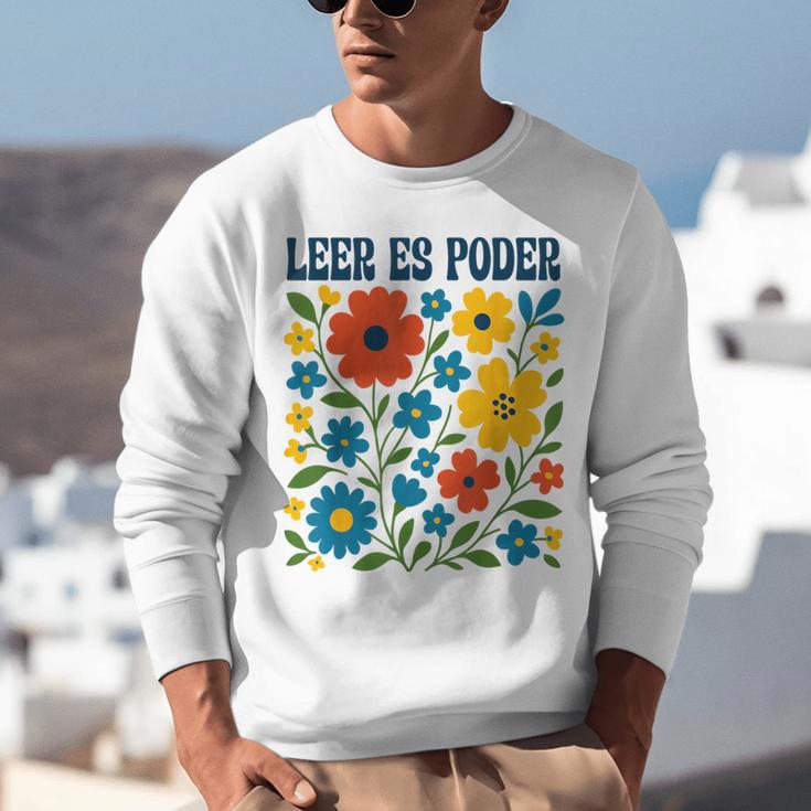 Leer Es Poder Cute Floral Boho Spanish Teacher Reading Unisex Sweatshirt, funny gift Leer Es Poder Cute Floral Boho Spanish Teacher Reading Unisex Sweatshirt, funny gift
