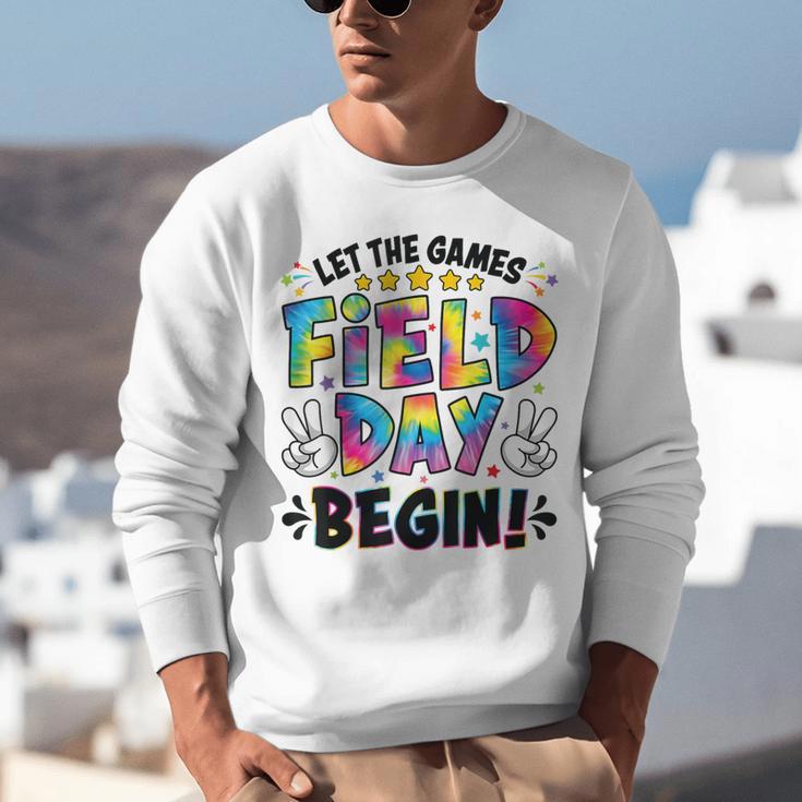 Let The Games Field Day Begin Tie Dye Adults Teacher Kids Unisex Sweatshirt, funny gift