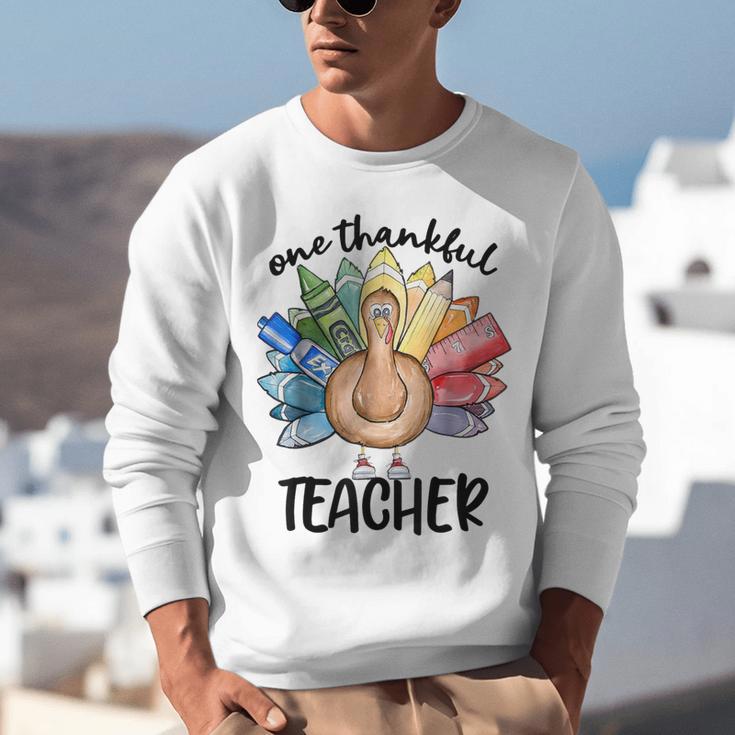 One Thankful Teacher Turkey Pencil Thanksgiving Teachers Unisex Sweatshirt, funny gift One Thankful Teacher Turkey Pencil Thanksgiving Teachers Unisex Sweatshirt, funny gift