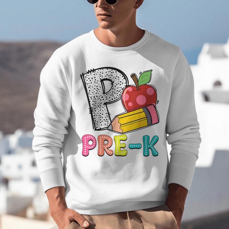 P Is For Pre-K Teacher Pencil Apple Back To School Unisex Sweatshirt, funny gift