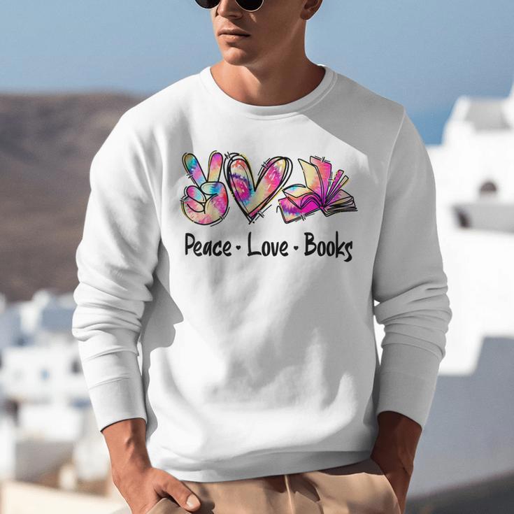 Peace Love Books Librarian Teacher Life Book Library Tie Dye Unisex Sweatshirt, funny gift Peace Love Books Librarian Teacher Life Book Library Tie Dye Unisex Sweatshirt, funny gift