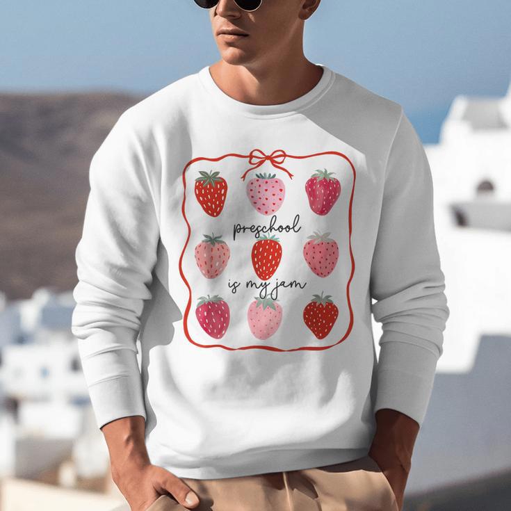 Preschool Is My Jam Strawberry Teacher First Day Of School Unisex Sweatshirt, funny gift