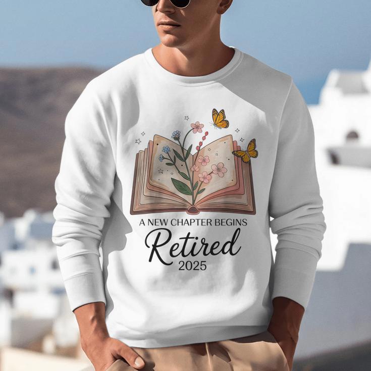 Retired 2025 A New Chapter Begins Retirement Teacher Book Unisex Sweatshirt, funny gift