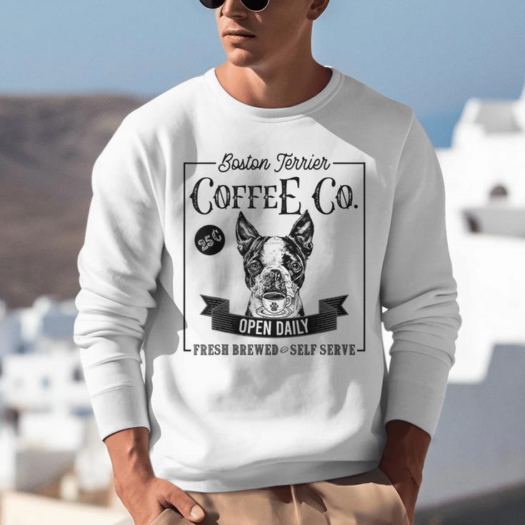 Retro Boston Terrier Coffee Dog Mom Coffee Lover Unisex Sweatshirt, Boston Terrier Mom Sweatshirts, funny gift