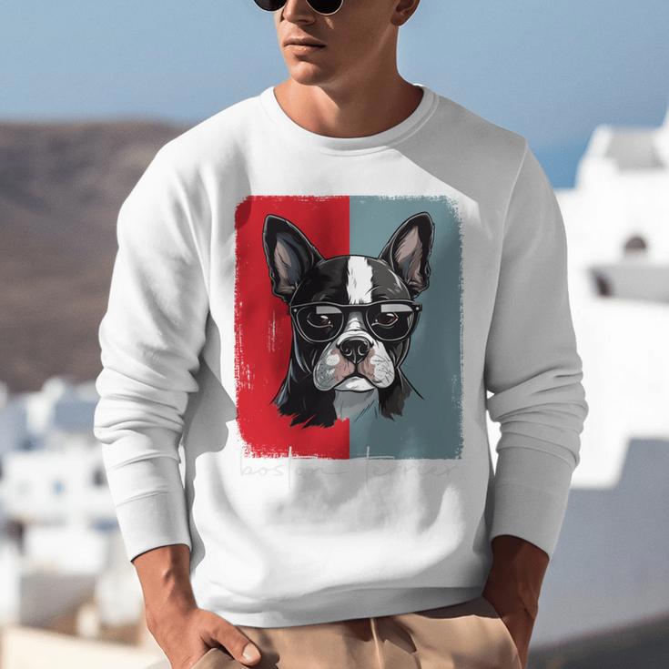Retro Boston Terrier Dog Lover Bostie Mom Dad Dog Owner Unisex Sweatshirt, Boston Terrier Mom Sweatshirts, Boston Terrier Dad Sweatshirts, funny gift