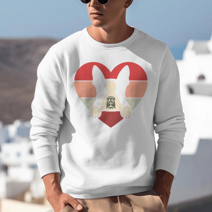 Retro Heart Boston Terrier Dog Vintage Valentine Unisex Sweatshirt, funny gift