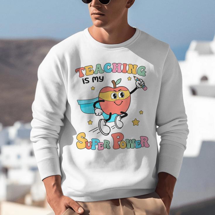Retro Teaching Is My Superpower Apple Teacher Appreciation Unisex Sweatshirt, funny gift Retro Teaching Is My Superpower Apple Teacher Appreciation Unisex Sweatshirt, funny gift