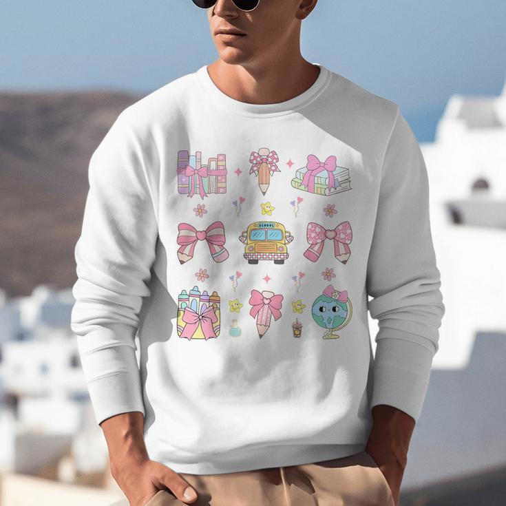 School Pencils And Bows Teacher Bow Coquette Pencil Girls Unisex Sweatshirt, funny gift