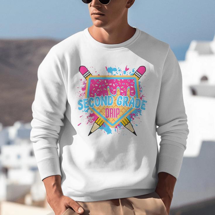 Second Grade Drip Ice Cream Home Plate Baseball Teachers Kid Unisex Sweatshirt, funny gift Second Grade Drip Ice Cream Home Plate Baseball Teachers Kid Unisex Sweatshirt, funny gift