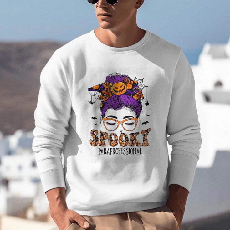 Spooky Paraprofessional Life Halloween Messy Bun Teacher For Men Women Unisex Sweatshirt, funny gift Spooky Paraprofessional Life Halloween Messy Bun Teacher For Men Women Unisex Sweatshirt, funny gift