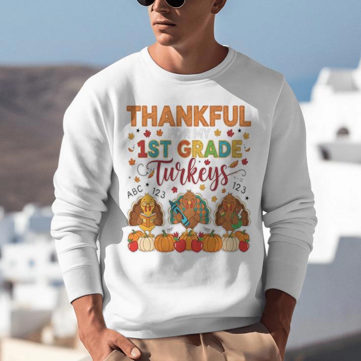 Teach Thanksgiving Teacher Thankful For My 1st Grade Turkeys Unisex Sweatshirt, funny gift Teach Thanksgiving Teacher Thankful For My 1st Grade Turkeys Unisex Sweatshirt, funny gift