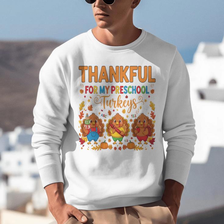 Teach Thanksgiving Teacher Thankful For My Preschool Turkeys Unisex Sweatshirt, funny gift Teach Thanksgiving Teacher Thankful For My Preschool Turkeys Unisex Sweatshirt, funny gift