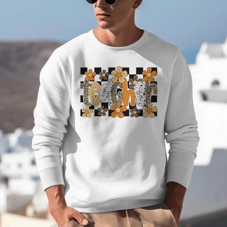 Teacher Appreciation Boho Floral Leopard Checkered Unisex Sweatshirt, funny gift Teacher Appreciation Boho Floral Leopard Checkered Unisex Sweatshirt, funny gift