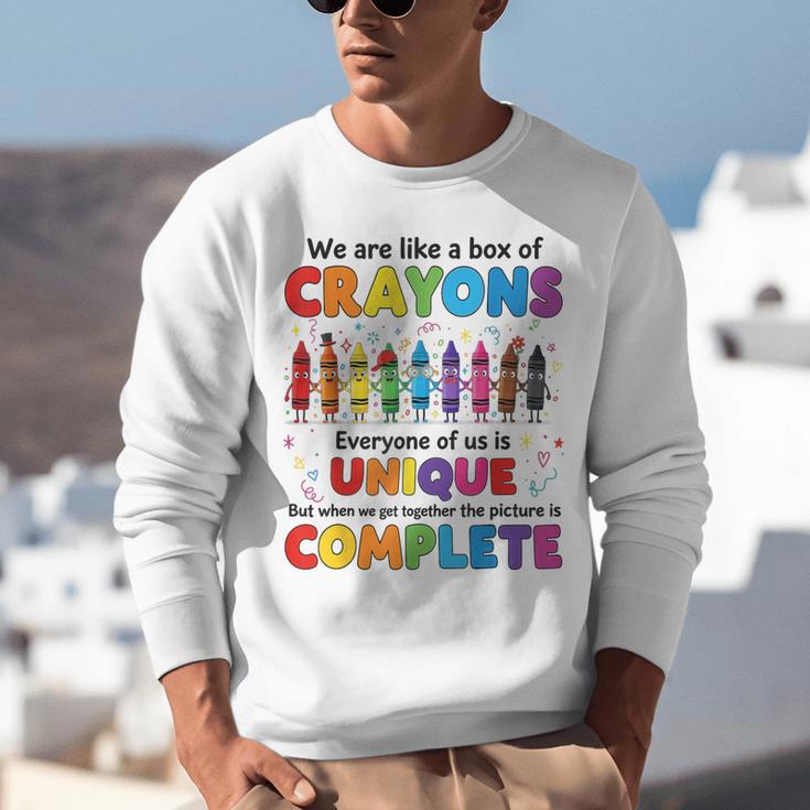 Teacher We Are Like a Box Of Crayons Back To School Unisex Sweatshirt, funny gift Teacher We Are Like a Box Of Crayons Back To School Unisex Sweatshirt, funny gift