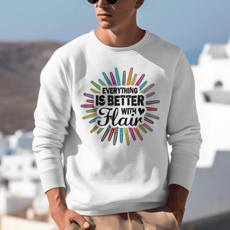 Teacher Flair Pen Art Lover School Supplies Unisex Sweatshirt, funny gift