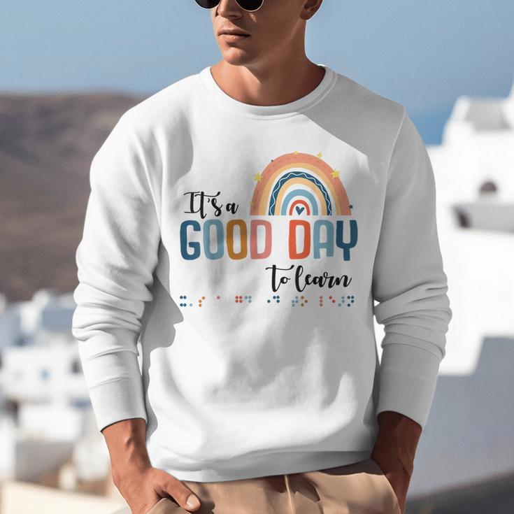 Teacher Of Visually Impaired Braille A Good Day To Learn Unisex Sweatshirt, funny gift Teacher Of Visually Impaired Braille A Good Day To Learn Unisex Sweatshirt, funny gift