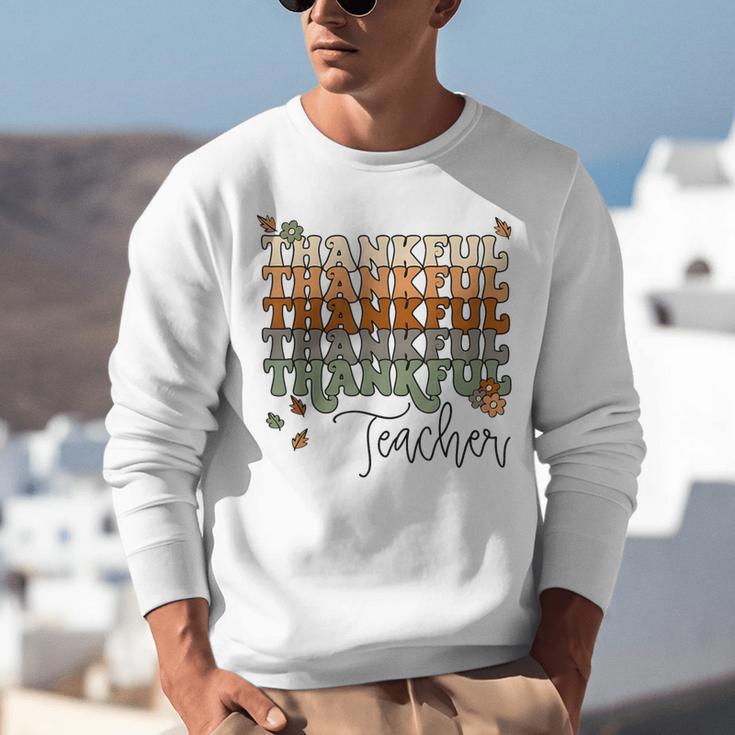 Thankful Teacher Thanksgiving Fall Pumpkin Turkey Unisex Sweatshirt, funny gift