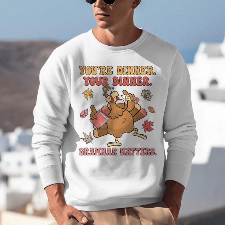 Thanksgiving Grammar Thankful English Teacher Fall Turkey Unisex Sweatshirt, English Teacher Sweatshirts, funny gift Thanksgiving Grammar Thankful English Teacher Fall Turkey Unisex Sweatshirt, English Teacher Sweatshirts, funny gift