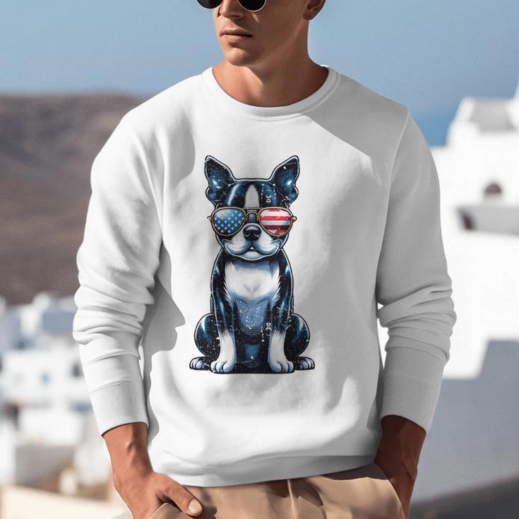 USA Flag Boston Terrier Best Dog Mom Ever 2025 Unisex Sweatshirt, Boston Terrier Mom Sweatshirts, funny gift