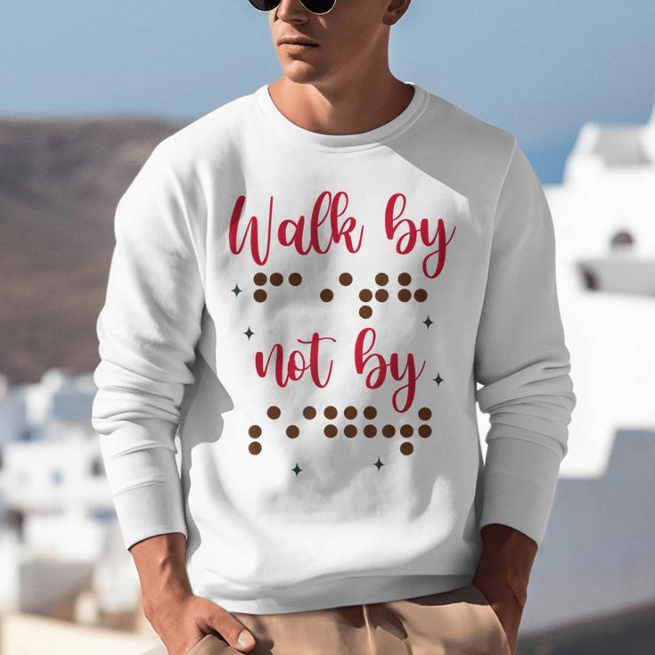 Visually Impaired Teacher Braille Bible Verse Walk By Faith Unisex Sweatshirt, funny gift Visually Impaired Teacher Braille Bible Verse Walk By Faith Unisex Sweatshirt, funny gift