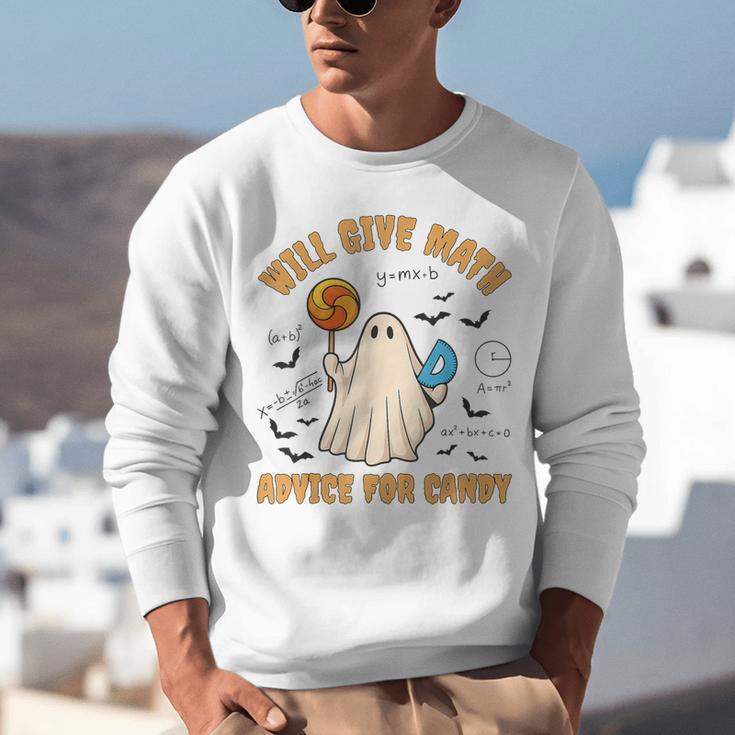 Will Give Math Advice For Candy Math Ghost Teacher Halloween Unisex Sweatshirt, funny gift
