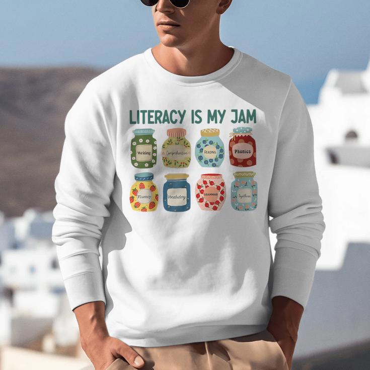 Women Literacy Is My Jam Literacy Teacher Reading Teacher Unisex Sweatshirt, funny gift