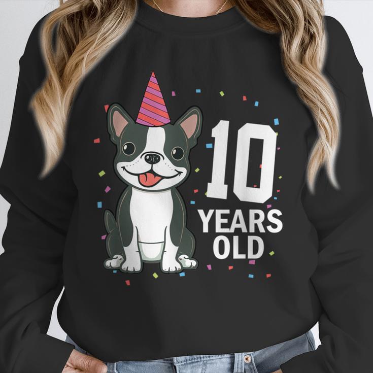 10 Years Old Birthday Boston Terrier Dog Lover 10th Party For Men Women Kids Unisex Sweatshirt, novelty gifts, funny gifts