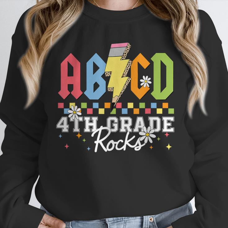 4th Grade Rocks ABCD Back To School Rock Teachers Unisex Sweatshirt, novelty gifts, funny gifts