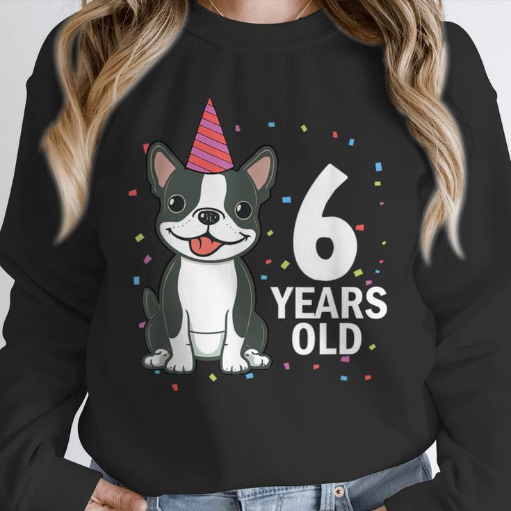 6 Years Old Birthday Boston Terrier Dog Lover 6th Party Kid Unisex Sweatshirt, novelty gifts, funny gifts