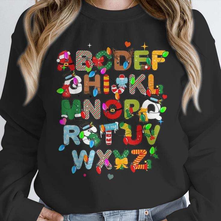 ABCs Learning Kindergarten Teacher Christmas Lights Alphabet For Men Women Kids Unisex Sweatshirt, novelty gifts, funny gifts