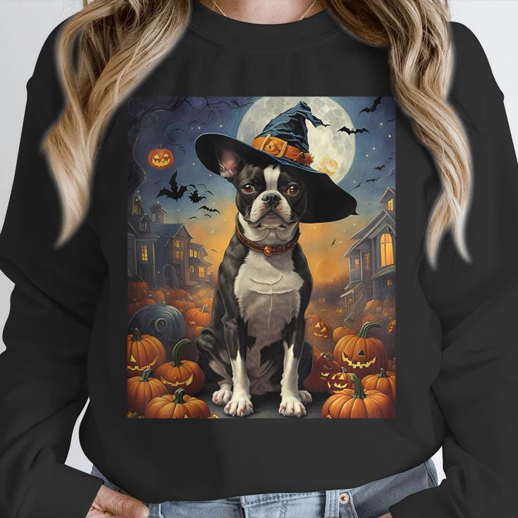 Aesthetic Halloween Boston Terrier Dog Witch Pumpkin For Men Women Kids Unisex Sweatshirt, novelty gifts, funny gifts