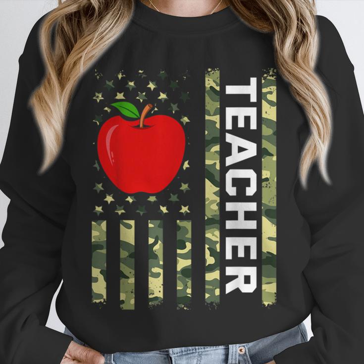 American Flag Camouflage Teacher Patriotic 4th Of July Unisex Sweatshirt, novelty gifts, funny gifts