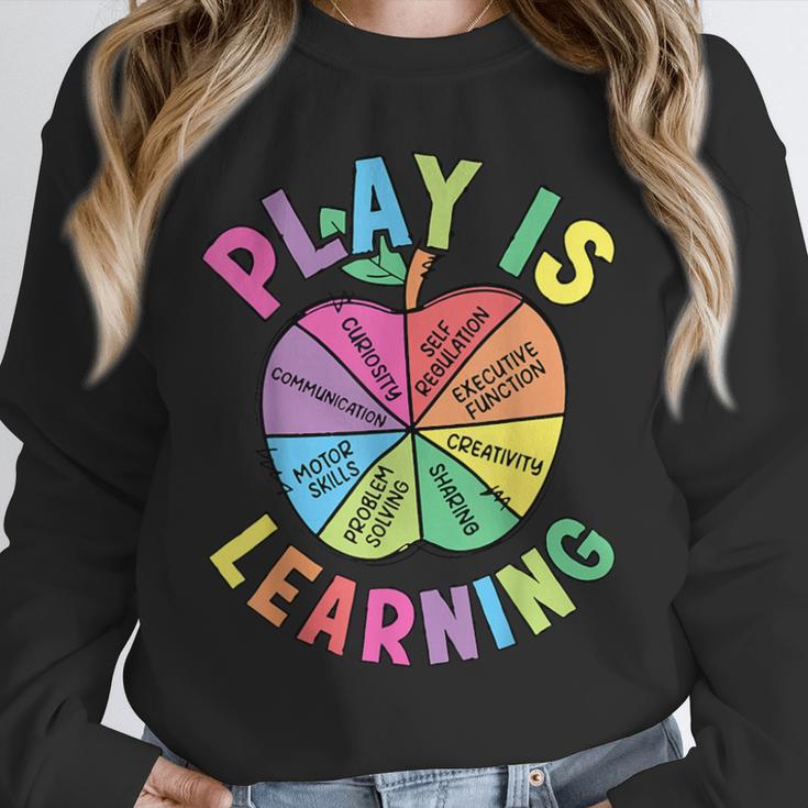 Apple Retro Play Is Learning Kindergarten Teacher Daycare Unisex Sweatshirt, novelty gifts, funny gifts