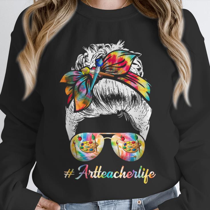 Art Teacher Life Messy Bun Back To School Art Teacher Unisex Sweatshirt, novelty gifts, funny gifts
