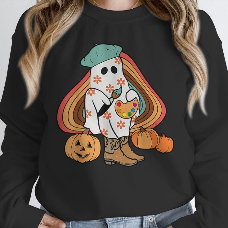 Art Teacher Painting Brushes Retro Pumpkin Ghost Artist Unisex Sweatshirt, novelty gifts, funny gifts Art Teacher Painting Brushes Retro Pumpkin Ghost Artist Unisex Sweatshirt, novelty gifts, funny gifts