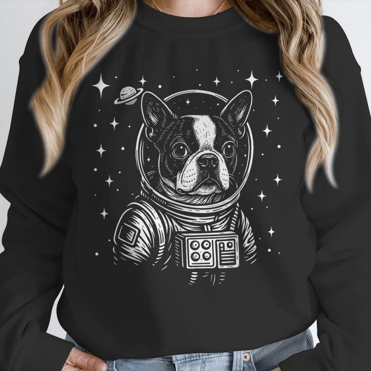 Astronaut Boston Terrier Space Galaxy Dog Lovers Unisex Sweatshirt, novelty gifts, funny gifts