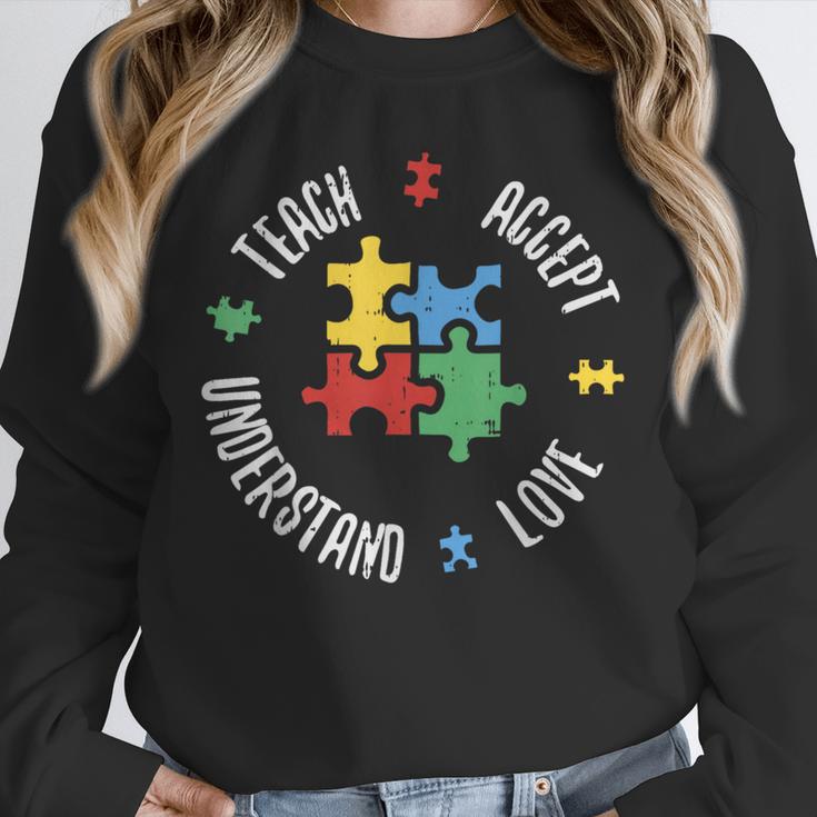 Autism Awareness Teacher Shirt Teach Accept Understand Love Unisex Sweatshirt, novelty gifts, funny gifts Autism Awareness Teacher Shirt Teach Accept Understand Love Unisex Sweatshirt, novelty gifts, funny gifts