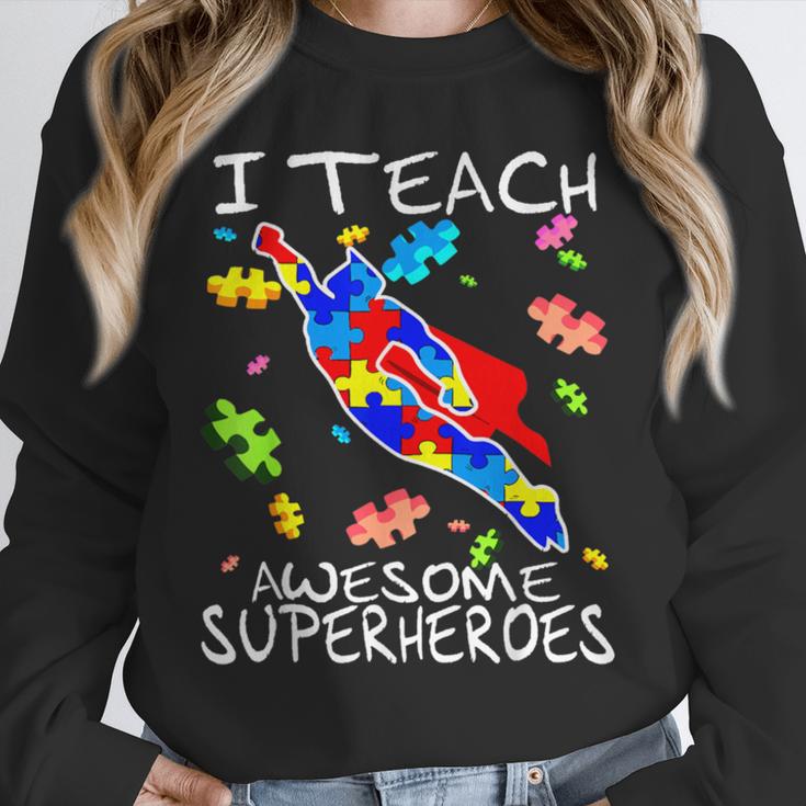 Autism Awareness Teacher I Teach Awesome Superheroes Unisex Sweatshirt, novelty gifts, funny gifts Autism Awareness Teacher I Teach Awesome Superheroes Unisex Sweatshirt, novelty gifts, funny gifts