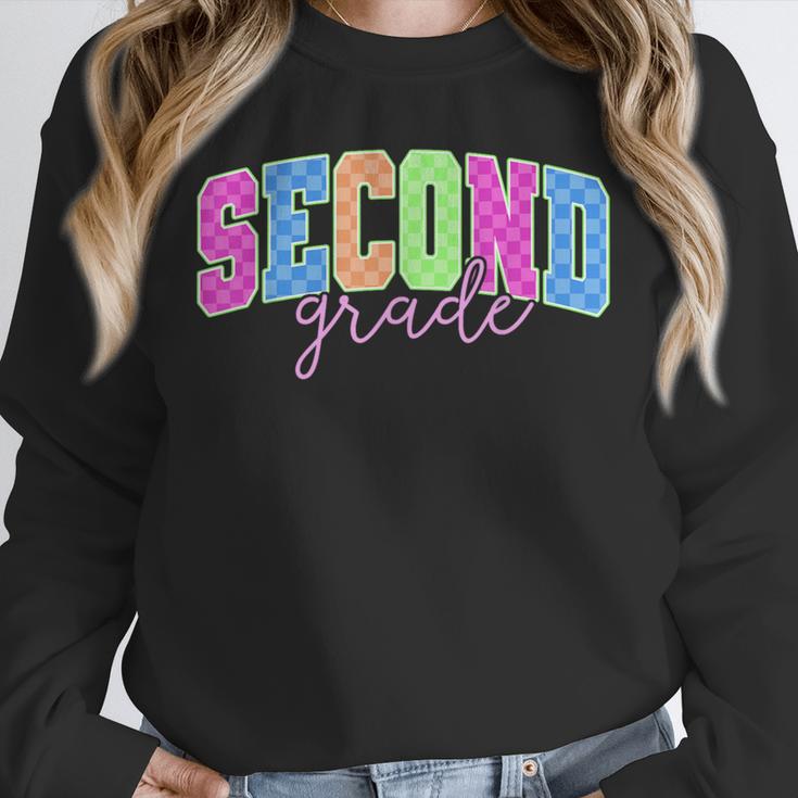 Back To School Neon Checkered Second Grade Colorful Teacher Unisex Sweatshirt, novelty gifts, funny gifts Back To School Neon Checkered Second Grade Colorful Teacher Unisex Sweatshirt, novelty gifts, funny gifts