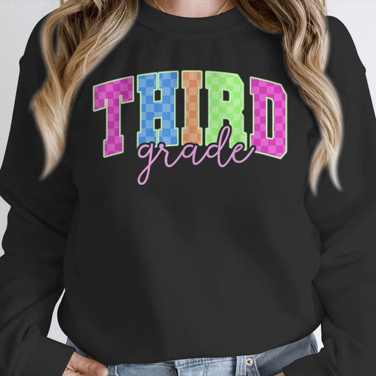 Back To School Neon Checkered Third Grade Colorful Teacher Unisex Sweatshirt, novelty gifts, funny gifts Back To School Neon Checkered Third Grade Colorful Teacher Unisex Sweatshirt, novelty gifts, funny gifts