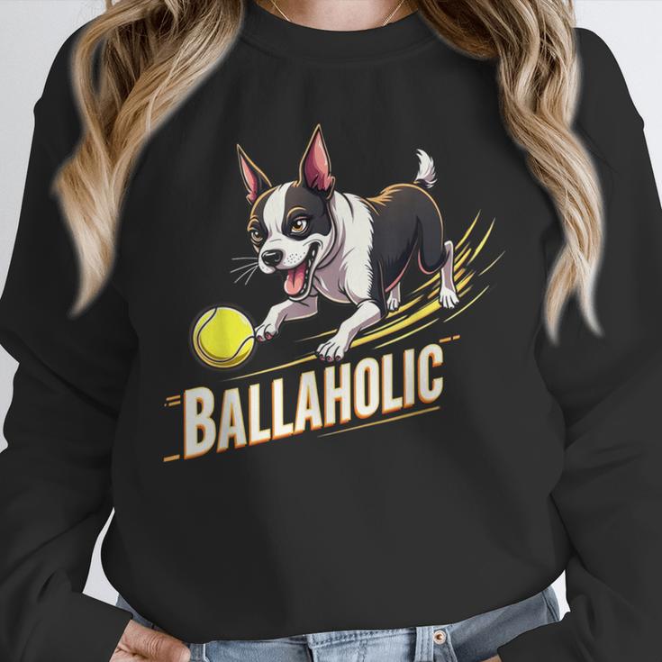 Ballaholic Boston Terrier Dog Chasing Bostie Ball Unisex Sweatshirt, novelty gifts, funny gifts
