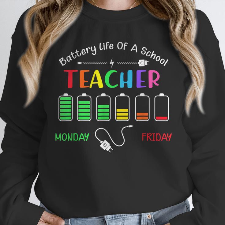 Battery Life Of A School Teacher Monday To Friday For Men Women Unisex Sweatshirt, novelty gifts, funny gifts