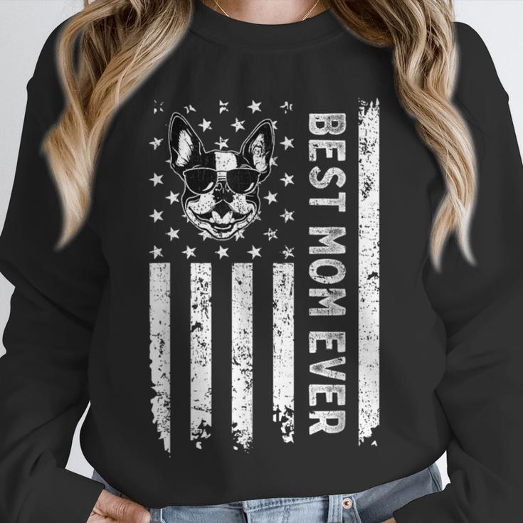 Best Boston Terrier Dog Mom Ever USA Flag For Men Women Kids Unisex Sweatshirt, novelty gifts, funny gifts