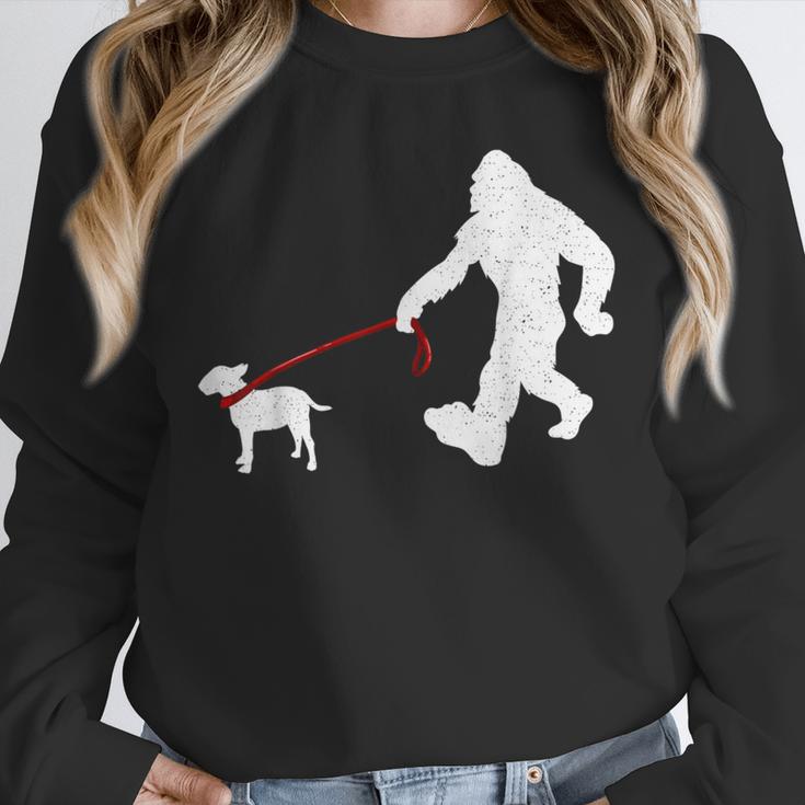Bigfoot Walking With Bull Terrier Dog Unisex Sweatshirt, novelty gifts, funny gifts