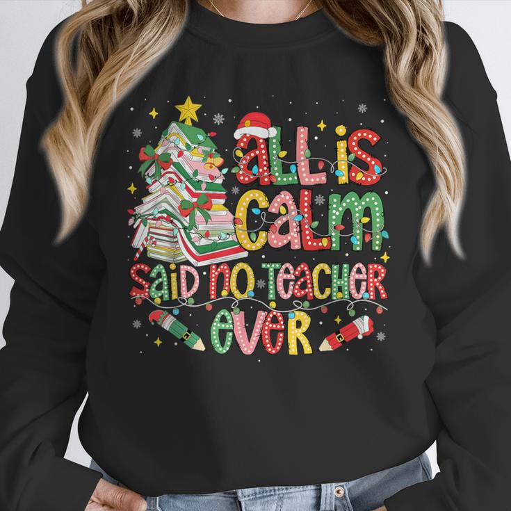 Book Tree All Is Calm Said No Teacher Ever Christmas Unisex Sweatshirt, novelty gifts, funny gifts