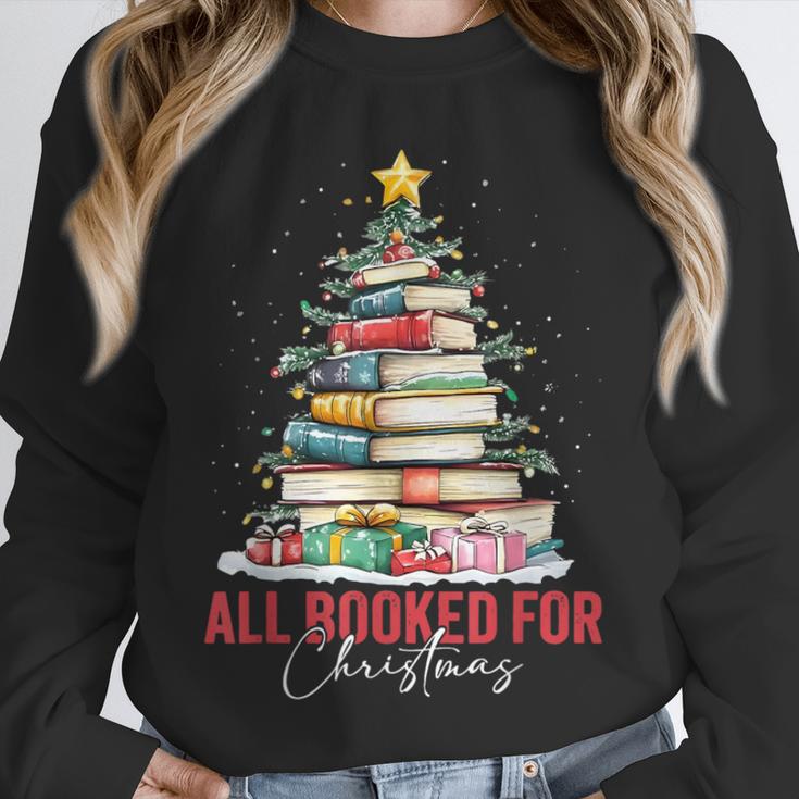 All Booked For Christmas Xmas Tree Teacher Holiday Pajamas Unisex Sweatshirt, novelty gifts, funny gifts