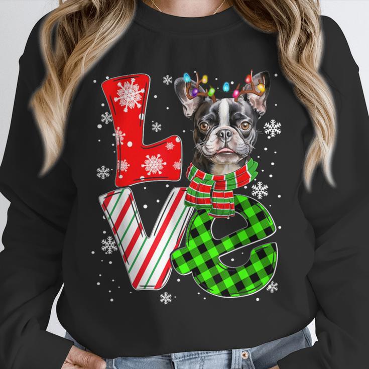 Boston Terrier Christmas Tree Lights Santa Dog Xmas For Men Women Kids Unisex Sweatshirt, novelty gifts, funny gifts