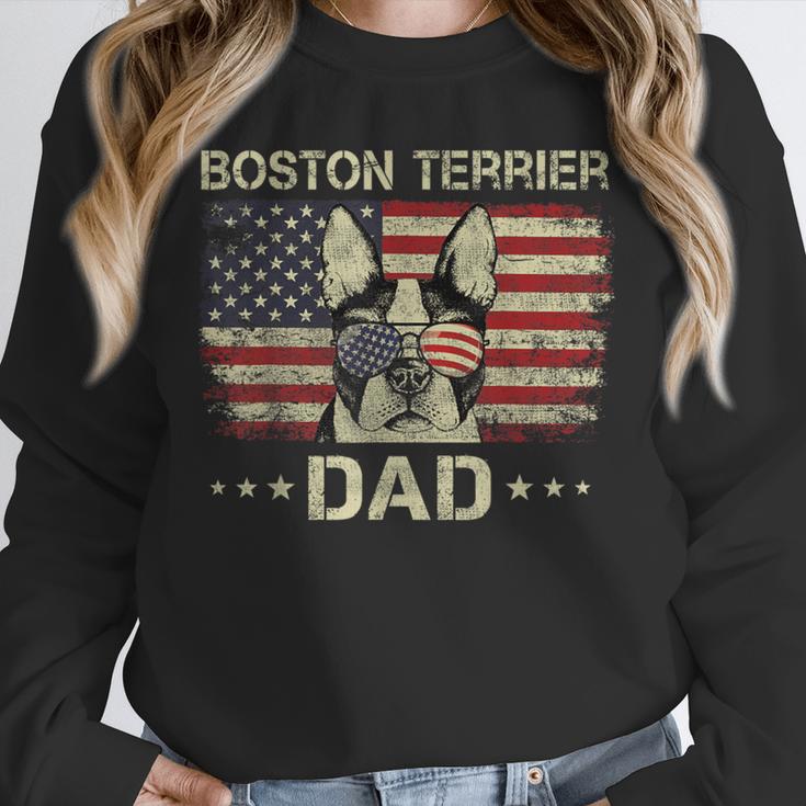 Boston Terrier Dad Dog Lovers American Flag 4th Of July For Women Men Unisex Sweatshirt, novelty gifts, funny gifts