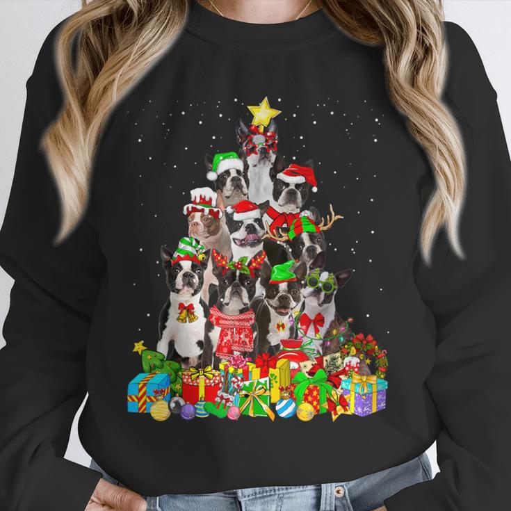 Boston Terrier Dog Christmas Tree Lights Xmas Pajama For Men Women Kids Unisex Sweatshirt, novelty gifts, funny gifts